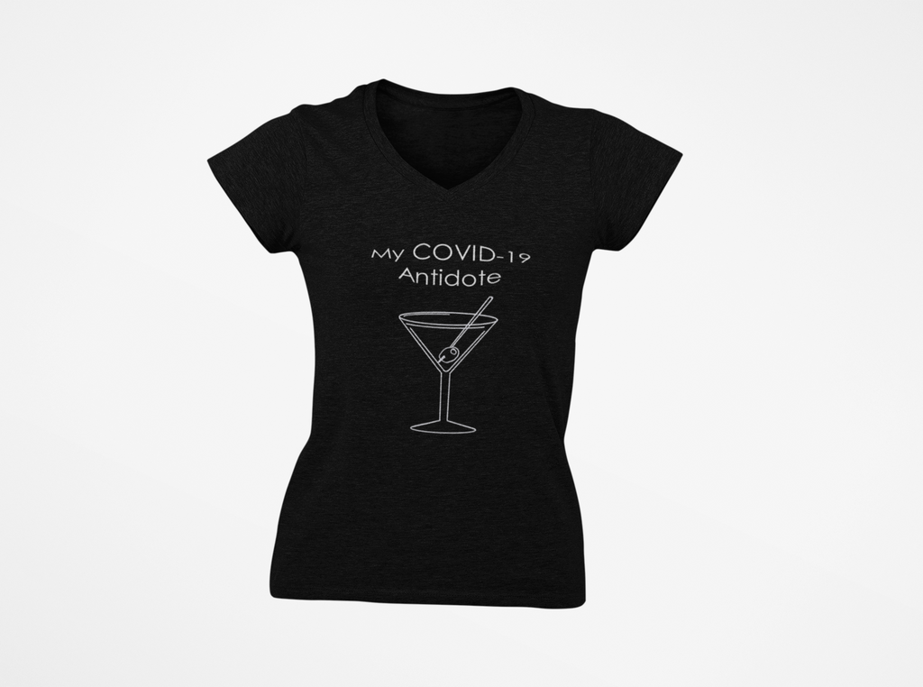COVID-19 Antidote Black V-Neck Women's T-Shirt